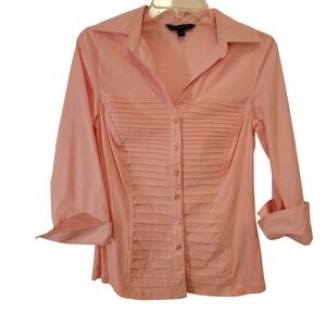 Zac and Rachel Petite Pink Pleated Button Up Shirt Women's PM